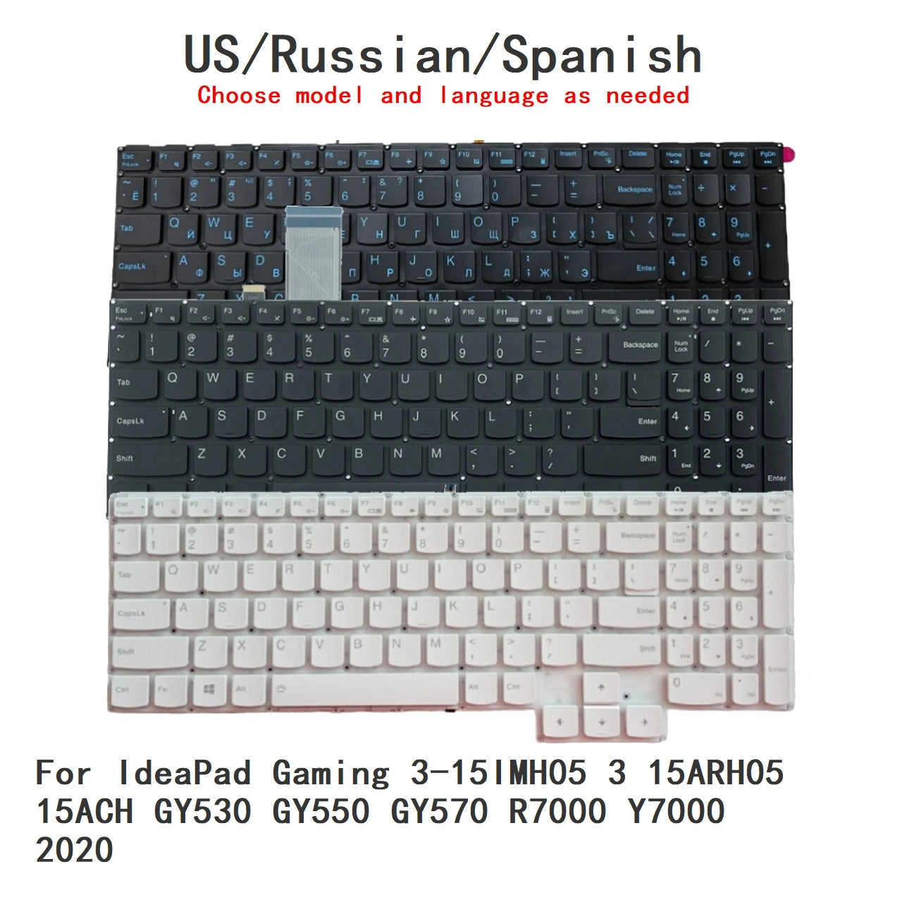 US RU SP PT TW RGB Keyboard For Lenovo IdeaPad Gaming 3-15IMH05 3 15ARH05 15ACH GY530 GY550 GY570 R7000 Y7000 2020 Lenovo laptop repair parts