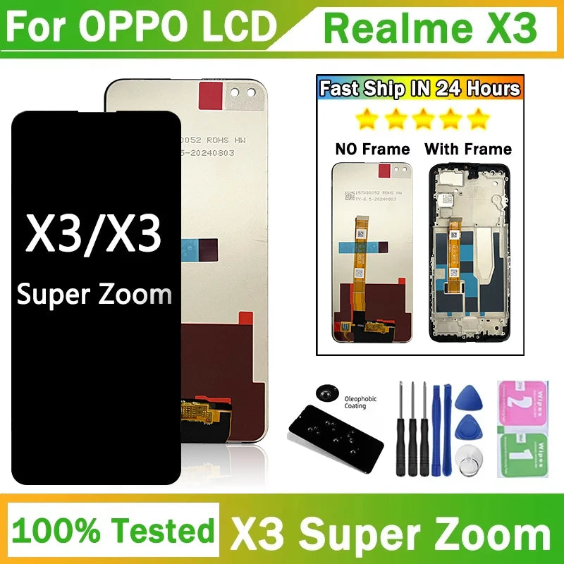 6.6"Screen For Oppo Realme X3 SuperZoom RMX2086 LCD Display Touch Screen Digitizer Replacement For RealmeX3 LCD RMX2142 Frame Oppo phone repair parts Realme phone repair parts