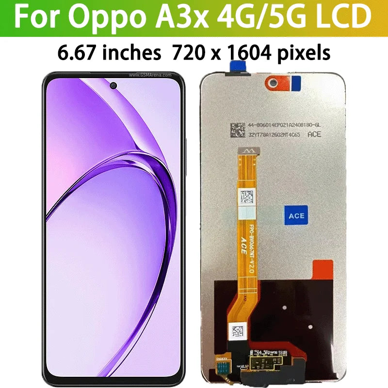 6.67”High Quality For Oppo A3X 4G CPH2641 LCD Display Touch Screen Digitizer For Oppo A3X 5G CPH2681 Display Replacement Oppo phone repair parts Realme phone repair parts