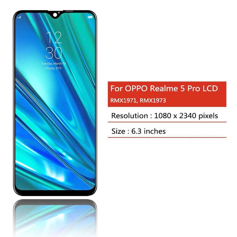 6.3”Tested For OPPO Realme 5 Pro 5Pro LCD RMX1971 Display Touch Panel Screen Sensor Assembly For Realme5 Pro Display Screen  Oppo phone repair parts
