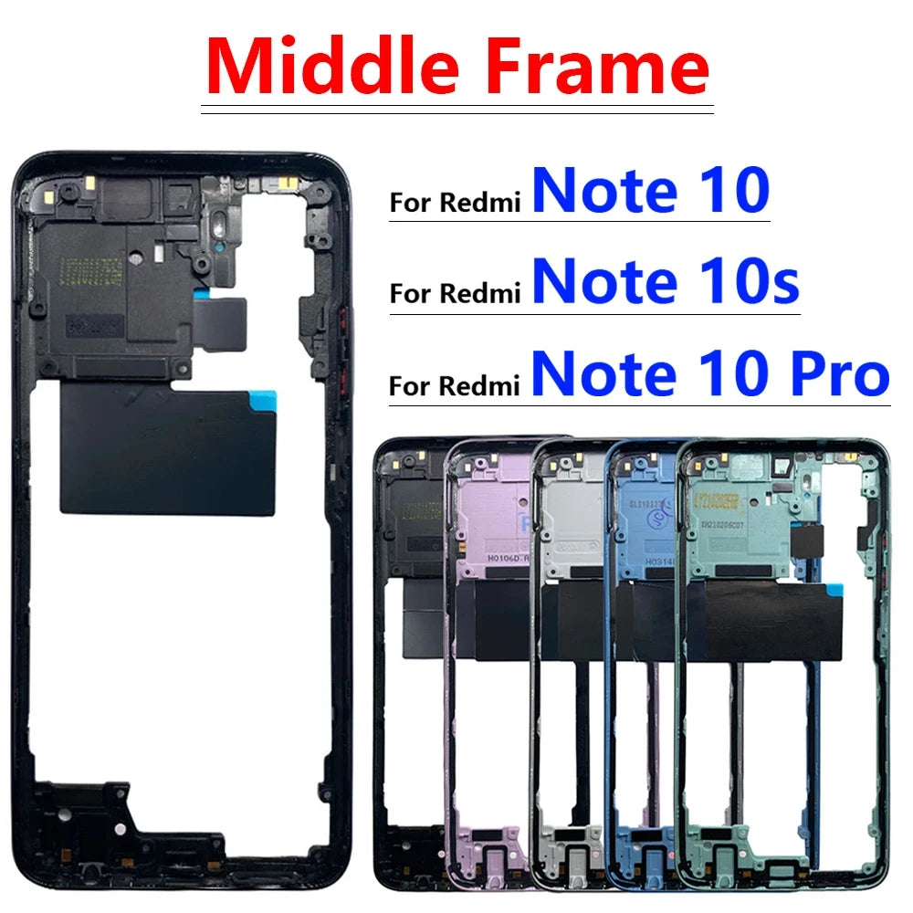 For Xiaomi Redmi Note 10 / Note 10s / Note 10 Pro Middle Frame Holder Housing Replacement Repair Parts Xiaomi  Xiao mi phone repair parts