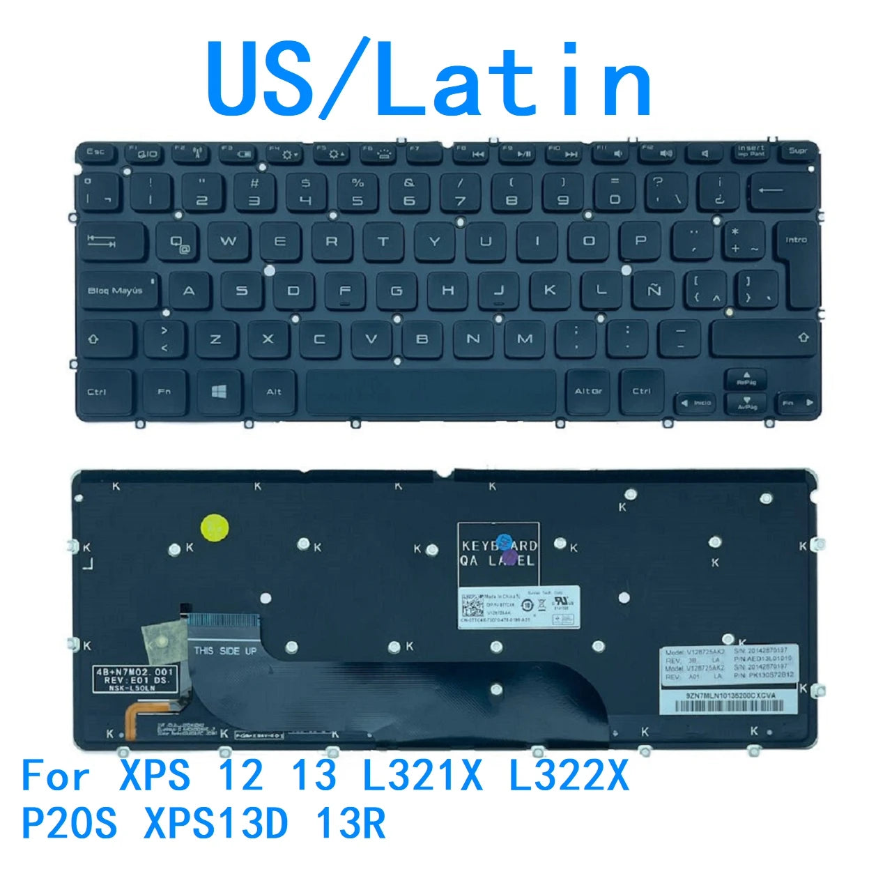 New US Latin Language  Backlit Keyboard For Dell XPS 12 13 L321X L322X P20S XPS13D 13R Replacement Keyboard 0P6DWF MP-11C7Dell laptop repair parts