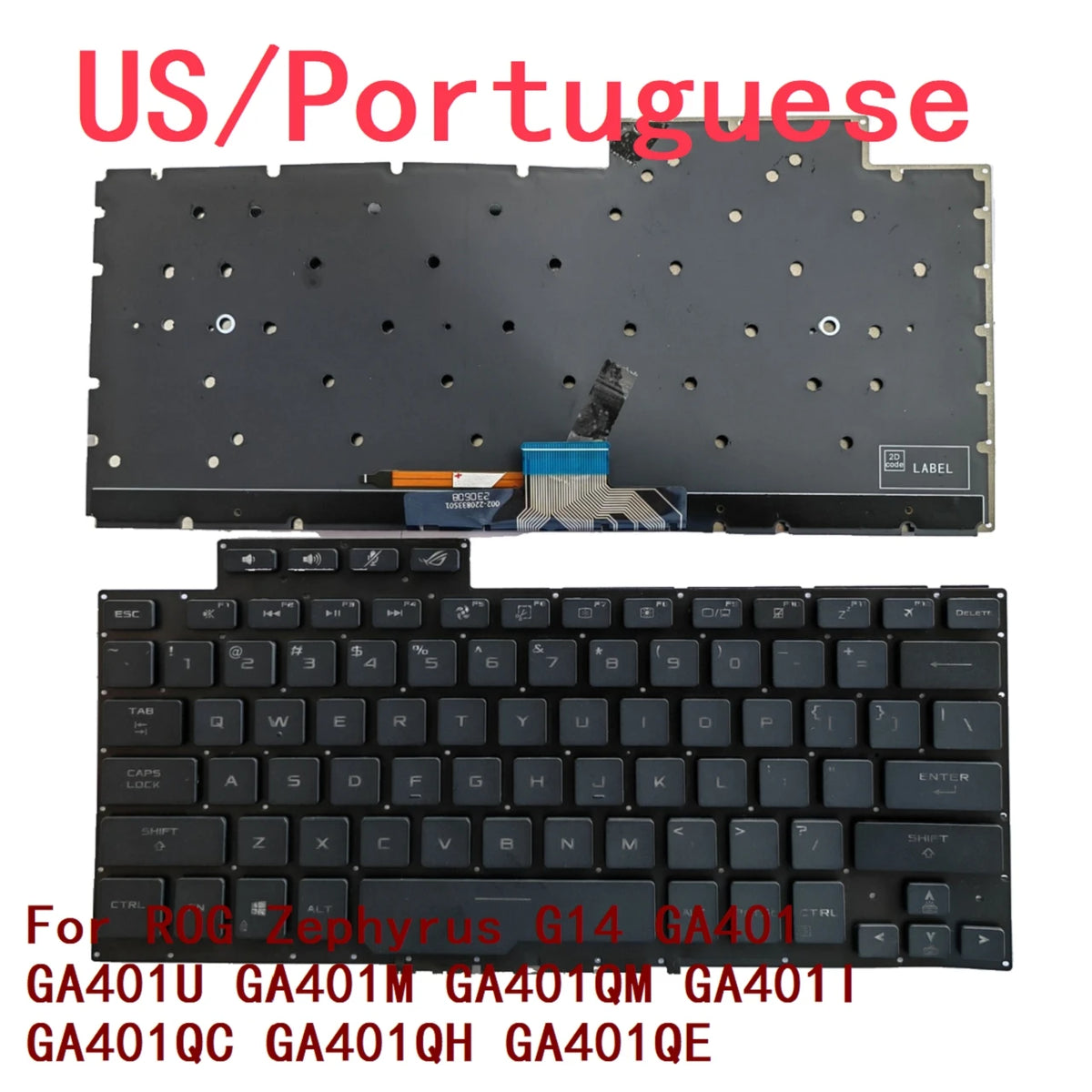 New US Portuguese Laptop Backlit Keyboard For ASUS ROG Zephyrus G14 GA401 GA401U GA401M GA401QM GA401I GA401QC GA401QH GA401QE ASUS laptop repair parts