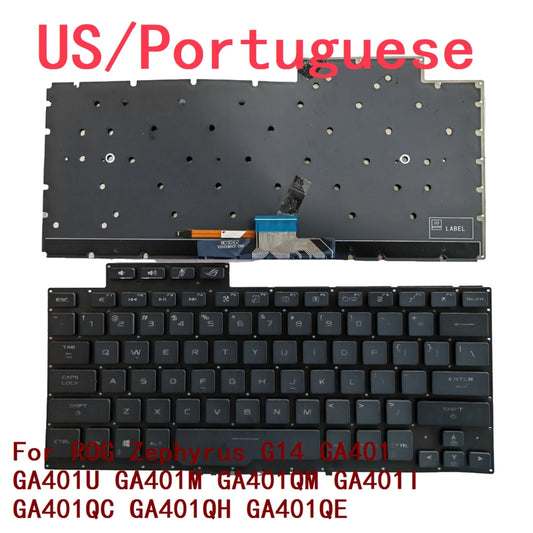 New US Portuguese Laptop Backlit Keyboard For ASUS ROG Zephyrus G14 GA401 GA401U GA401M GA401QM GA401I GA401QC GA401QH GA401QE ASUS laptop repair parts