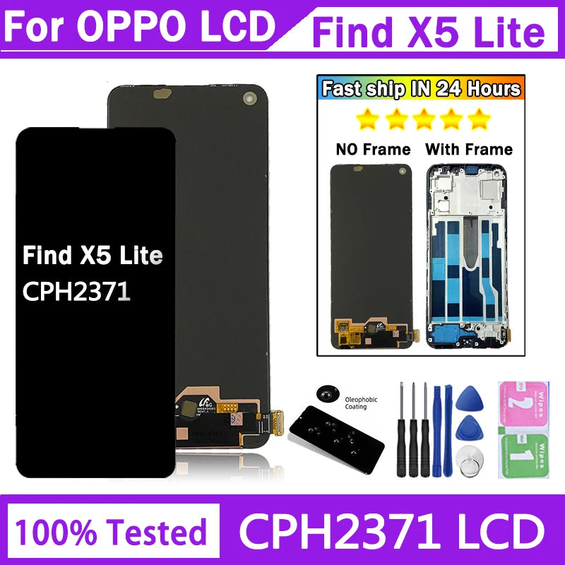6.43"TFT/OLED/Ori For Oppo Find X5 Lite X5Lite LCD Display Touch Screen Digitizer Panel Assembly CPH2371 Display With Frame Oppo phone repair parts Realme phone repair parts