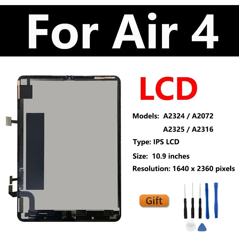 OEM LCD For Apple iPad Air 1 2 3 4 2019 2020 A2324 A1474 A1566 A2123 A2072 Touch Screen Digitizer Glass Assembly Replacement  iPad repair parts