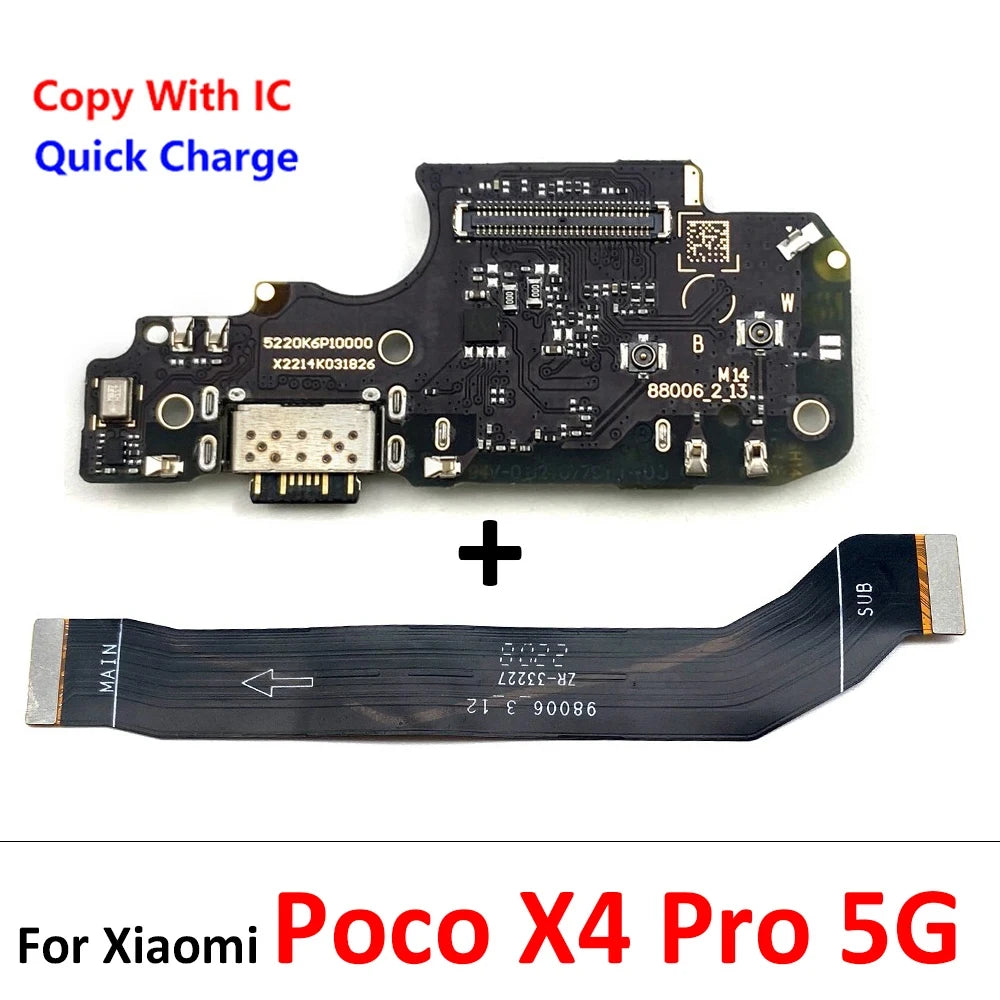 10Pcs/Lot, USB Charging Board Connector Port Dock Flex Cable For Xiaomi Poco F1 F2 F3 F4 F5 X3 X4 X5 X6 M3 M4 M5s Pro 4G 5G GT  Xiaomi  Xiao mi phone repair parts