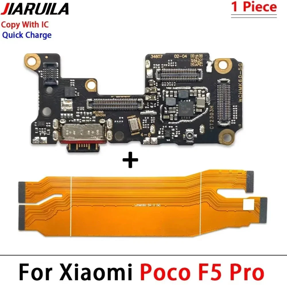 Dock Connector Micro USB Charger Charging Port Microphone Main Board Flex Cable For XIaomi Poco X5 X6 X7 F5 F6 F7 Pro 4G 5G  Xiaomi  Xiao mi phone repair parts