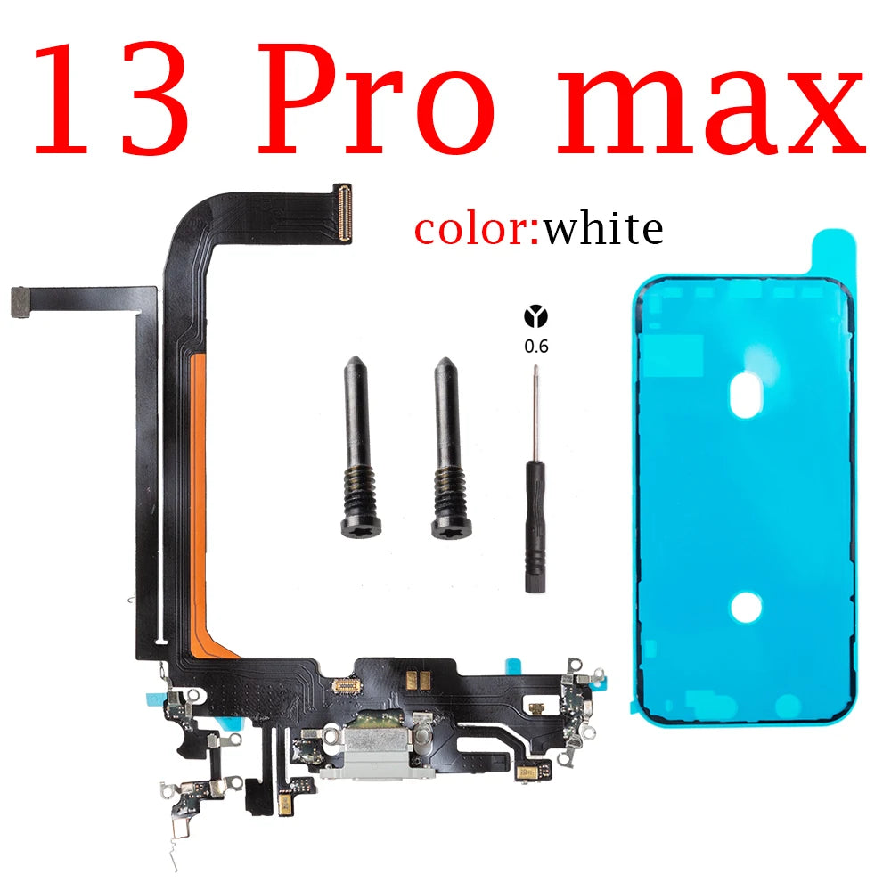 Charging USB Port Flex For iPhone 11 14 Pro Max 12 13Pro Charging Port Dock Connector Flex Cable With MicroPhone Jack Flex Cable iPhone phone repair parts