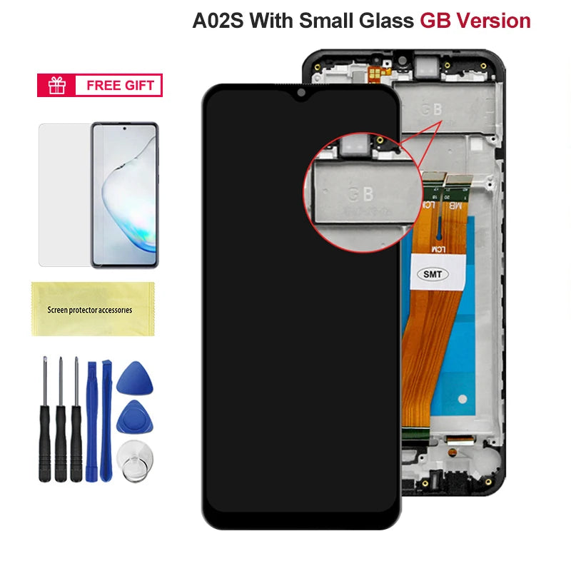 A02S Display Screen With Frame for Samsung Galaxy A02s SM-A025F/DS A025G/DS Display Touch Screen Digitizer Assembly Replacement Samsung phone repair parts
