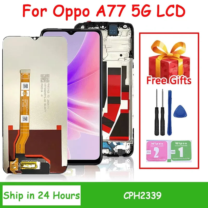 6.56"IPS LCD For Oppo A77 5G LCD Display With Frame Touch Screen Panel Digitizer For OPPO A77 5G Screen CPH2339 Display Oppo phone repair parts Realme phone repair parts