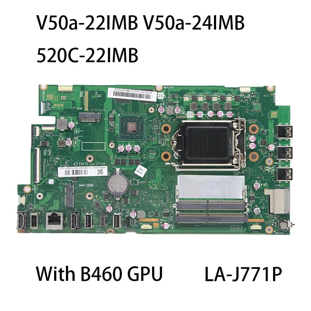 Laptop Motherboard LA-J771P For Lenovo V50a-22IMB V50a-24IMB 520C-22IMB With CPU B460 GPU 5B20U54068 Lenovo laptop repair parts