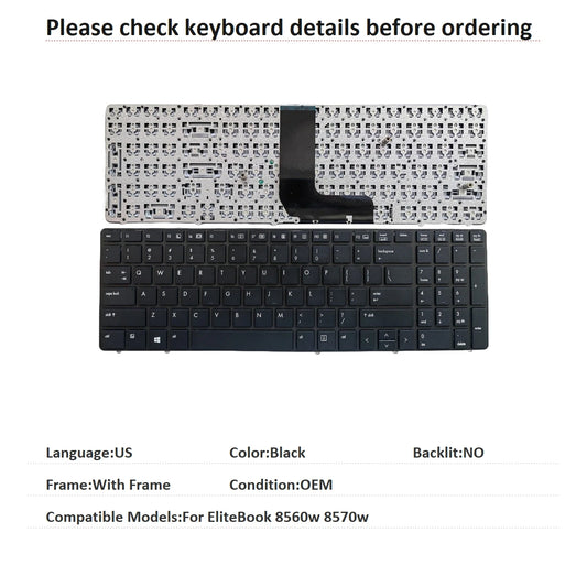 New US Language  Keyboard For HP EliteBook 8560w 8570w Notebook PC Replacement Keyboard  HP laptop repair parts