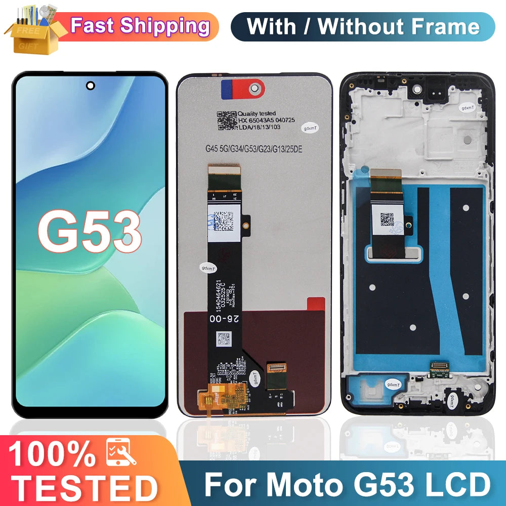 6.5'' Super Screen For Motorola Moto G53 LCD Display Touch Screen Digitizer Assembly With Frame For Moto G53 LCD Replacement Motorola phone repair parts
