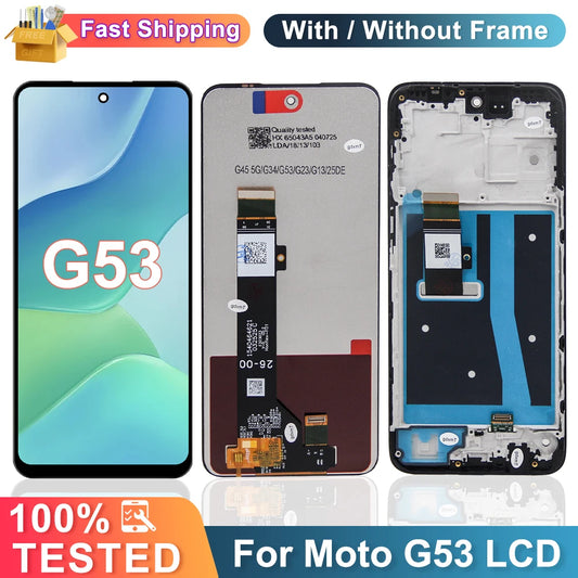 6.5'' Super Screen For Motorola Moto G53 LCD Display Touch Screen Digitizer Assembly With Frame For Moto G53 LCD Replacement Motorola phone repair parts