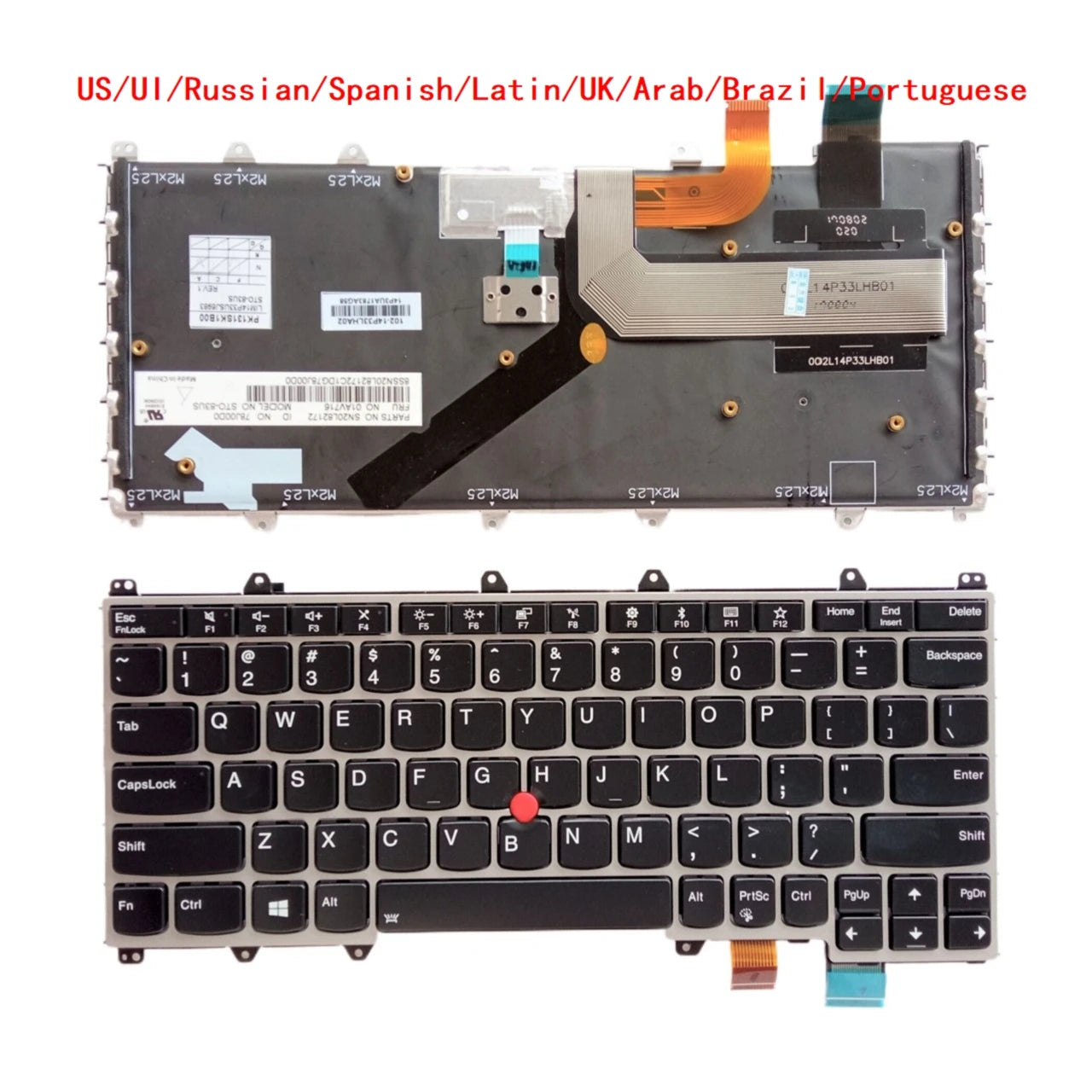 New US UI Russian Spanish Latin UK Arab Brazil Portuguese Laptop Backlit Keyboard For Lenovo Thinkpad X380 Yoga 260 370 Lenovo laptop repair parts
