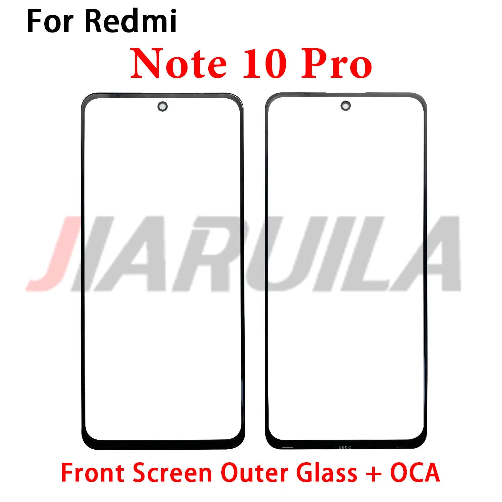 New Screen Front Outer Glass + OCA For Xiaomi Redmi Note 10 10s 11 11s 12 12s 13 Pro Plus 4G 5G Screen Touch Panel Glass Xiaomi  Xiao mi phone repair parts
