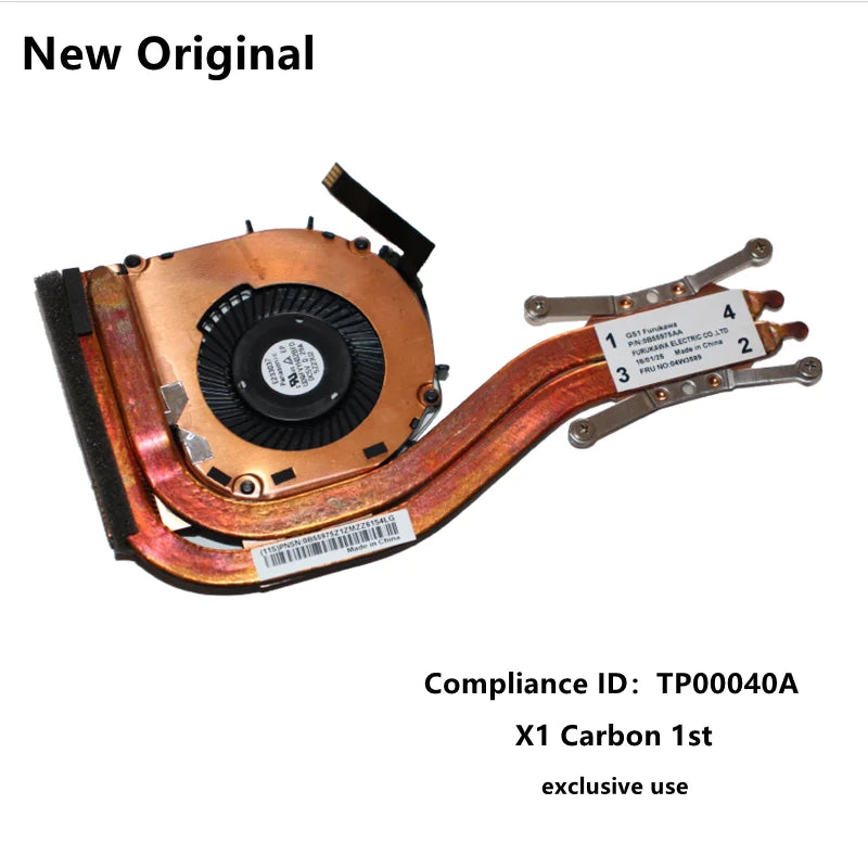New Original For Laptop Lenovo ThinkPad X1 Carbon 1st Gen 2013 X1C CPU Cooling Fan Heatsink Radiator FRU PN:04W3589 Lenovo laptop repair parts