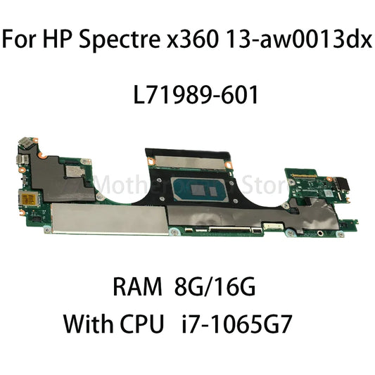 Laptop Motherboard For HP Spectre X360 13-AW0013DX 13.3" With CPU i7-1065G7 RAM 8G/16G Motherboard L71989-601 HP laptop repair parts