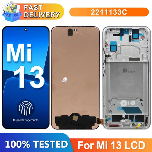 6.36" Super AMOLED Mi 13 Mi13 Display Screen for Xiaomi 13 2211133C 2211133G Lcd Display Digital Touch Screen with Fingerprints Xiaomi phone repair parts