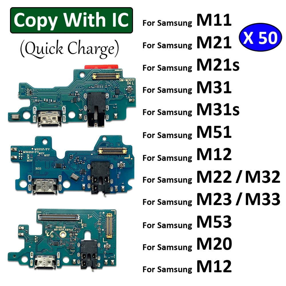 50Pcs, USB Charger Charging Dock Port Connector Flex Cable For Samsung M11 M21 M21s M31 M31s M51 M12 M22 M32 M23 M33 M53 5G M12 Samsung phone repair parts