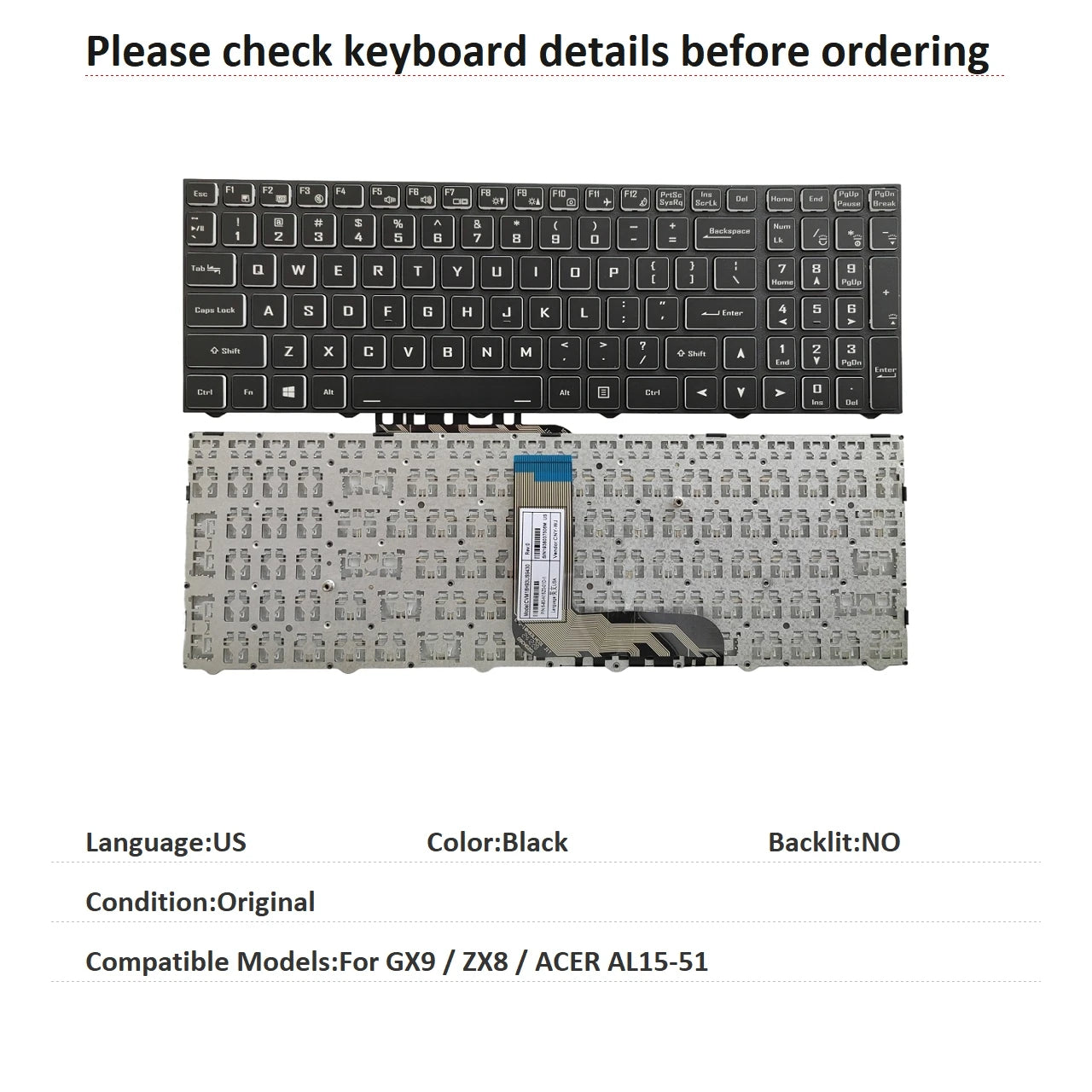New US Russian Language  RGB Keyboard For HASEE GX9 / ZX8 / ACER AL15-51 Notebook PC Replacement Keyboard