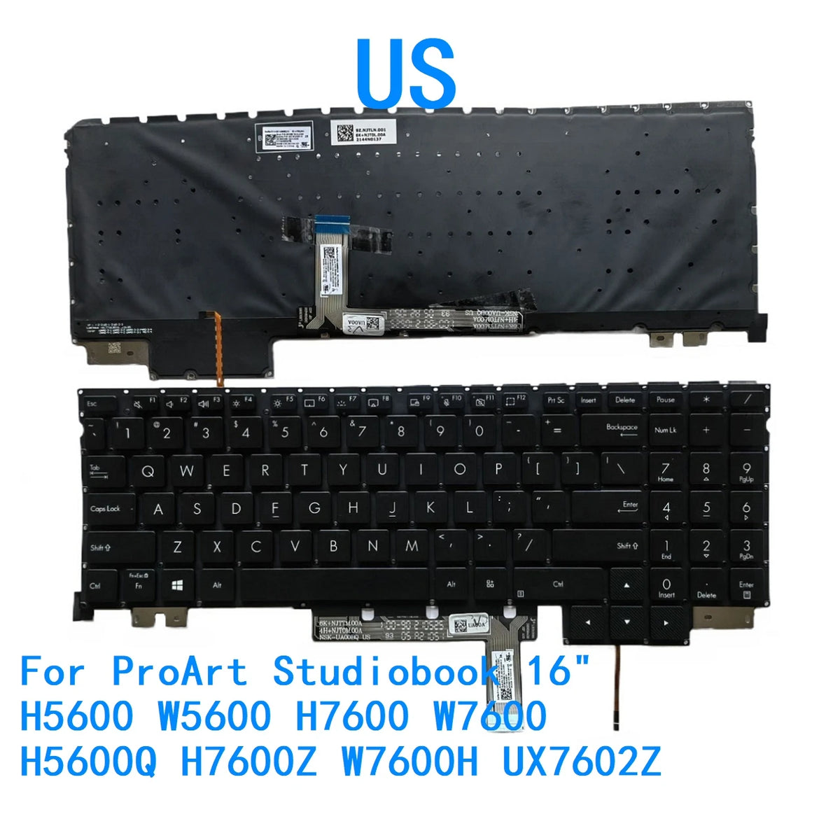 New US Language  Backlit Keyboard For ASUS ProArt Studiobook 16" H5600 W5600 H7600 W7600 H5600Q H7600Z W7600H UX7602Z  ASUS laptop repair parts  ASUS laptop repair parts