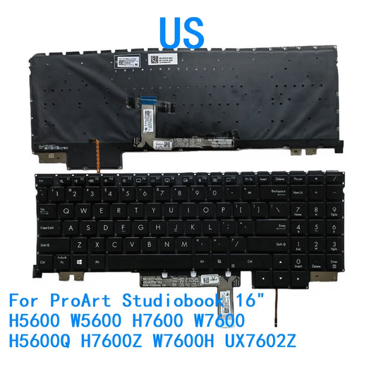 New US Language  Backlit Keyboard For ASUS ProArt Studiobook 16" H5600 W5600 H7600 W7600 H5600Q H7600Z W7600H UX7602Z  ASUS laptop repair parts  ASUS laptop repair parts