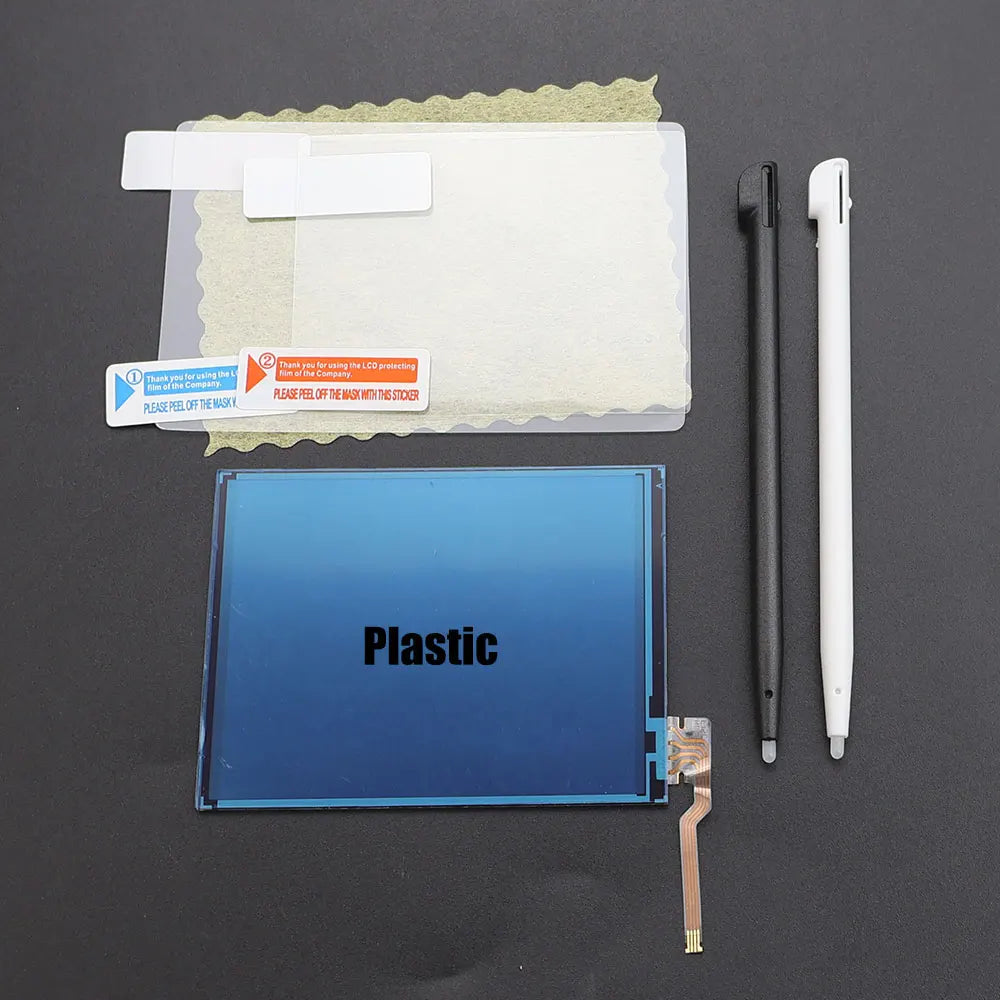 For 2DS Game Plastic Glass Touch Screen Digitizer Lens Panel Cover Top Bottom Clear Protective Film Stylus Pen Replacement Game console repair parts