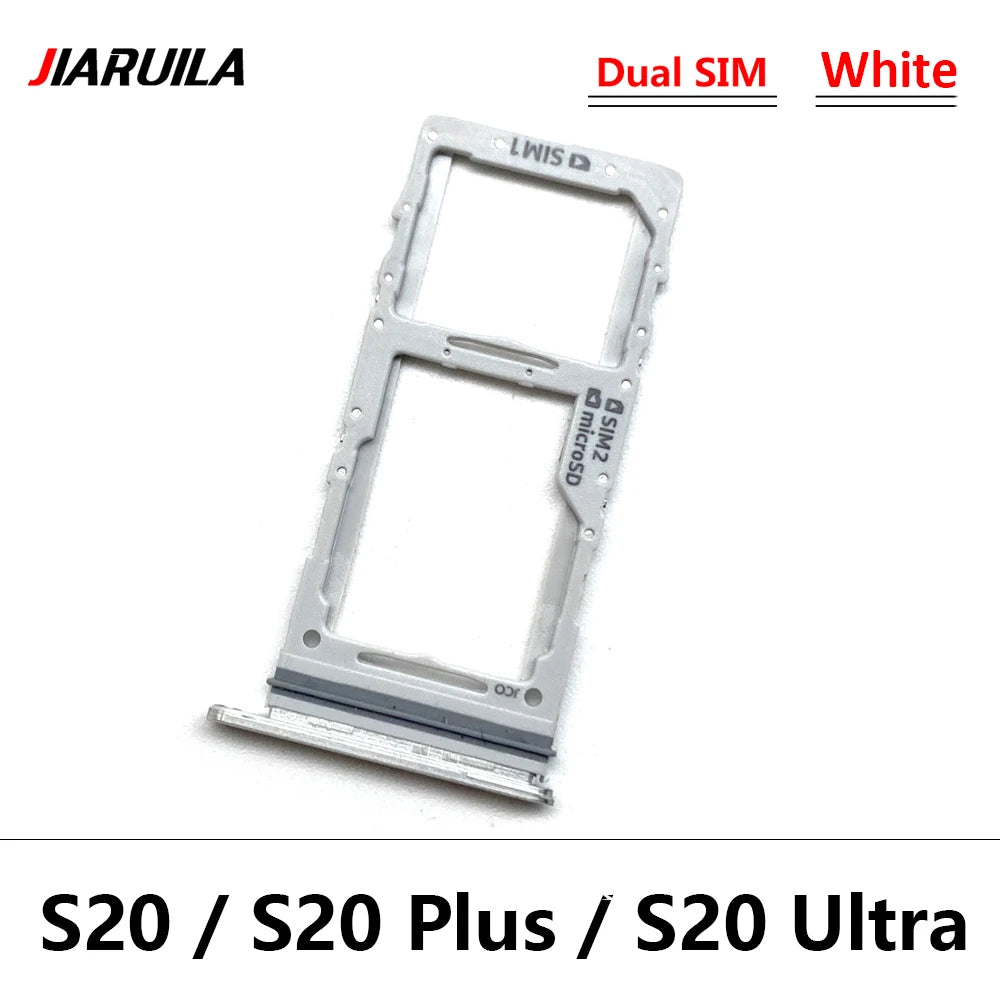 New Single Dual SIM Card Tray  For Samsung  S20 Plus Ultra Sim Slot Holder Replacement Parts Black / Blue / Grey