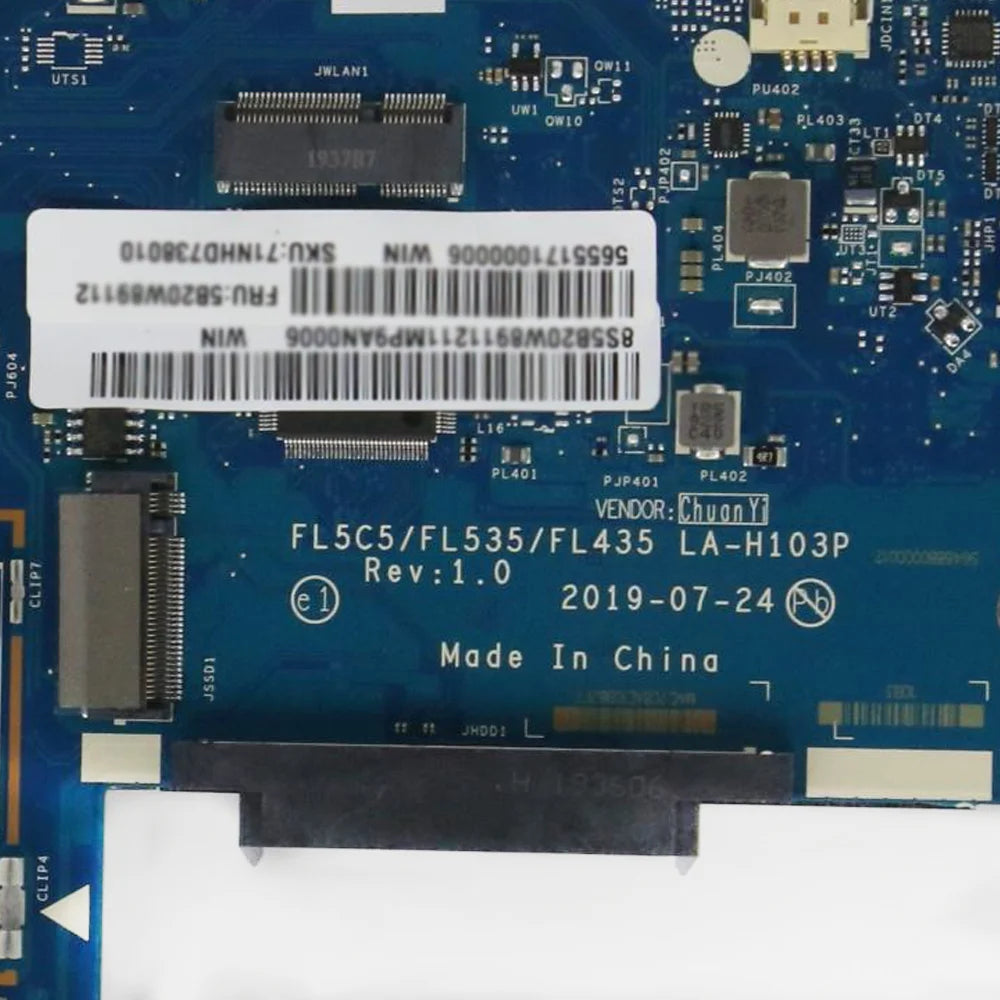 LA-H103P Laptop Motherboard For Lenovo Ideapad S340-15IIL S340-14IIL With CPU i3-1005G1 i5-1035G1 i7-1065G7 RAM 4G 5B20W87001 Lenovo laptop repair parts
