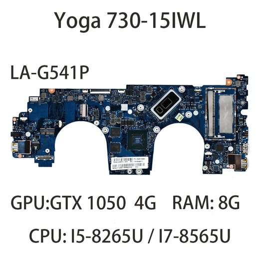 Laptop Motherboard For Lenovo Yoga 730-15IWL LA-G541P With CPU:i5-8265U i7-8565U GPU GTX1050 4G RAM:8G FRU:5B20T04950 5B20T04908 Lenovo laptop repair parts