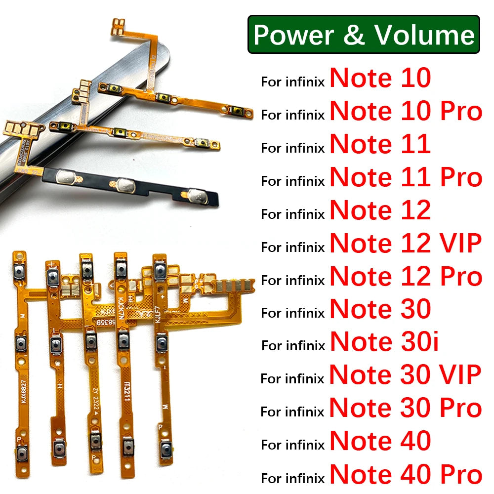 Power Switch On/Off Button Volume Key Button Flex Cable For infinix Note 10 11 12 30 30i 40 Pro VIP 4G 5G X693 X695 X663  infinix phone repair parts