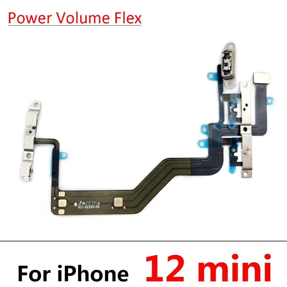 New For iPhone 11 11Pro 12 Pro 12Pro Max Mini Power Volume Buttons Key Switch Flex Cable With Metal Material Replacement Parts iPhone phone repair parts