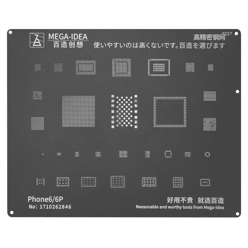 QIANLI MEGA-IDEA Black BGA Reballing Stencil Multifunction Universal Net for iPhone 6-17 Pro Max Planting Tin Steel Mesh Tools Professional Repair Tools