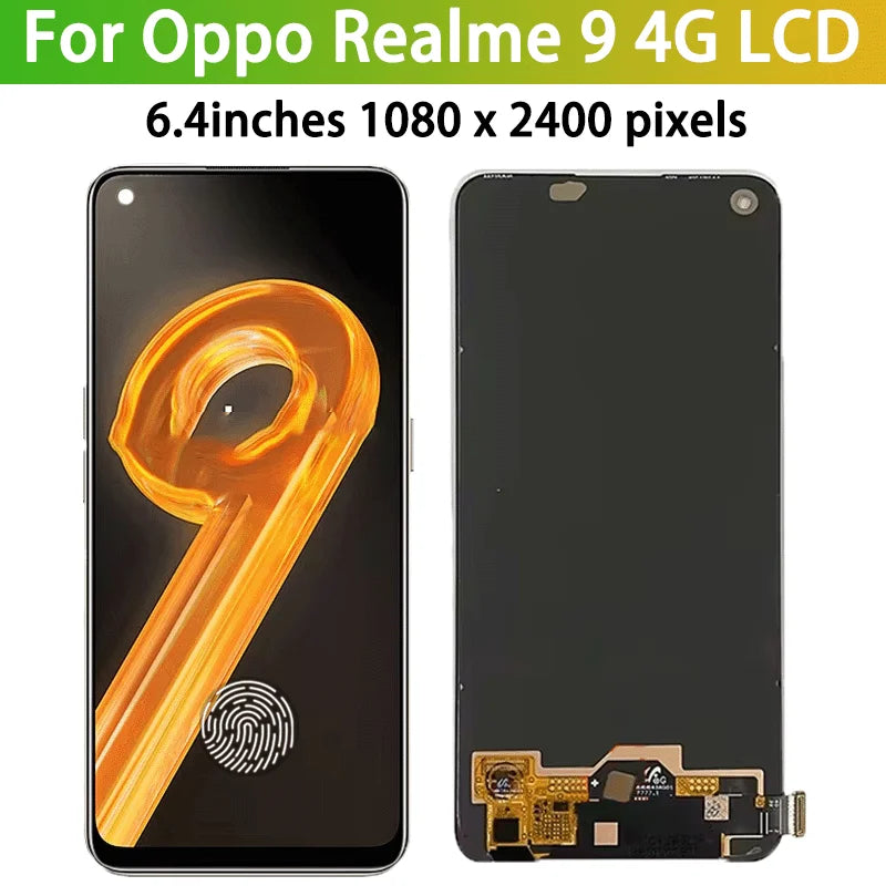 100% Tested 6.4" For Oppo Realme 9 Realme9 4G LCD Display Touch Screen Digiziter Assembly RMX3521 Display Replacement Oppo phone repair parts Realme phone repair parts