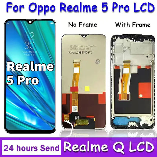 6.4"IPS LCD For Oppo Realme 5 Pro RMX1971 RMX1973 LCD Display Touch Screen Digitizer Assembly For Realme 5Pro Display Frame Realme phone repair parts  Oppo phone repair parts