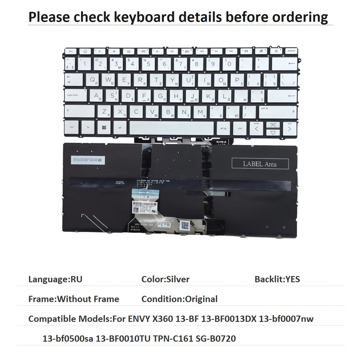 US RU SP AR Backlit Keyboard For HP ENVY X360 13-BF 13-BF0013DX 13-bf0007nw 13-bf0500sa 13-BF0010TU TPN-C161 SG-B0720  HP laptop repair parts