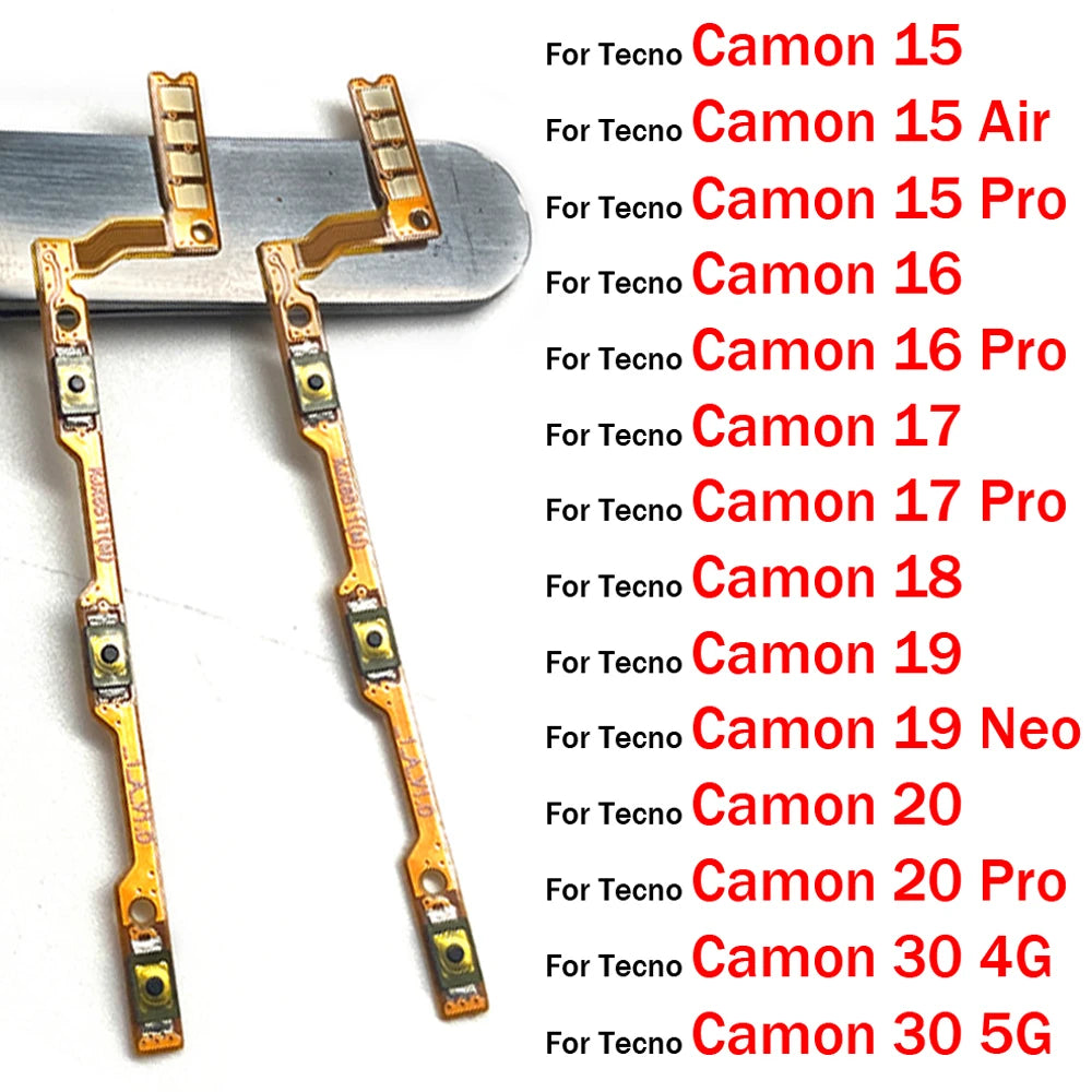 Power Switch On Off Button Volume Key Button Flex Cable For Tecno Camon 15 16 17 18 19 20 30 Pro Air Neo 4G 5G Tecno phone repair parts