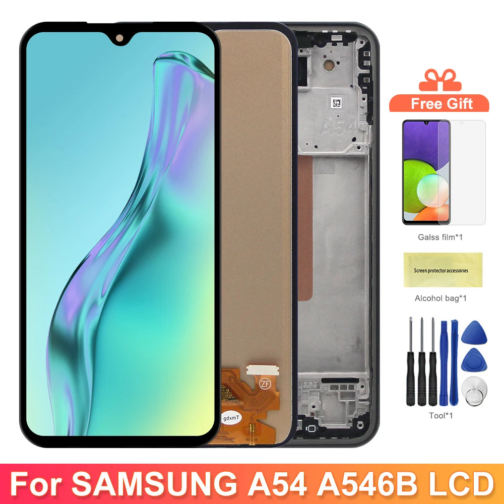 TFT A54 Display Screen for Samsung Galaxy A54 A546B A546B/DS LCD Display Digital Touch Screen with Frame Replacement Samsung phone repair parts
