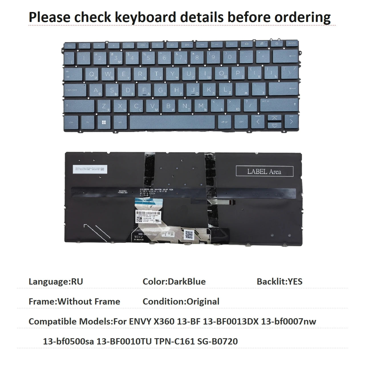 US RU SP AR Backlit Keyboard For HP ENVY X360 13-BF 13-BF0013DX 13-bf0007nw 13-bf0500sa 13-BF0010TU TPN-C161 SG-B0720  HP laptop repair parts
