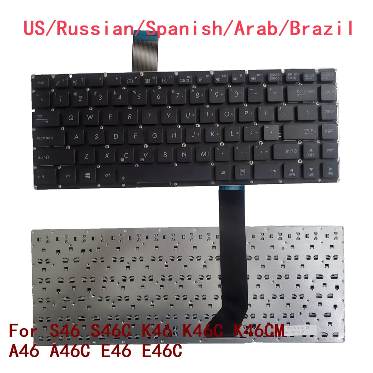 New US Russian Spanish Arab Brazil Laptop Keyboard For ASUS S46 S46C K46 K46C K46CM A46 A46C E46 E46C Notebook PC Replacement ASUS laptop repair parts