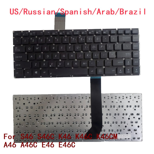 New US Russian Spanish Arab Brazil Laptop Keyboard For ASUS S46 S46C K46 K46C K46CM A46 A46C E46 E46C Notebook PC Replacement ASUS laptop repair parts
