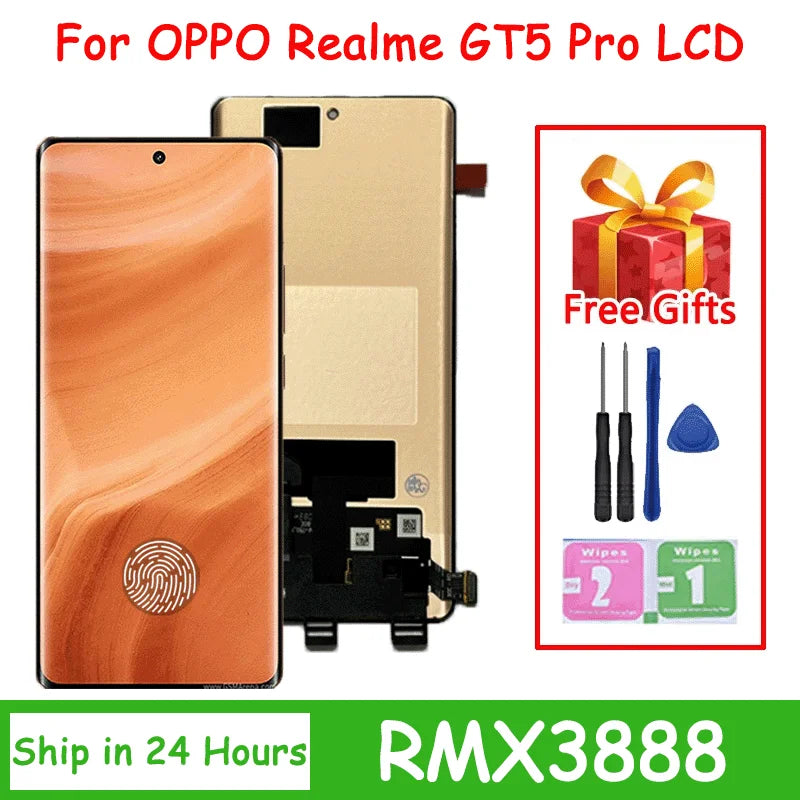 6.78“AMOLED For Realme GT5 Pro Lcd Display Touch Panel Screen Digitizer For Realme GT 5Pro RMX3888 LCD Repair Parts  Oppo phone repair parts