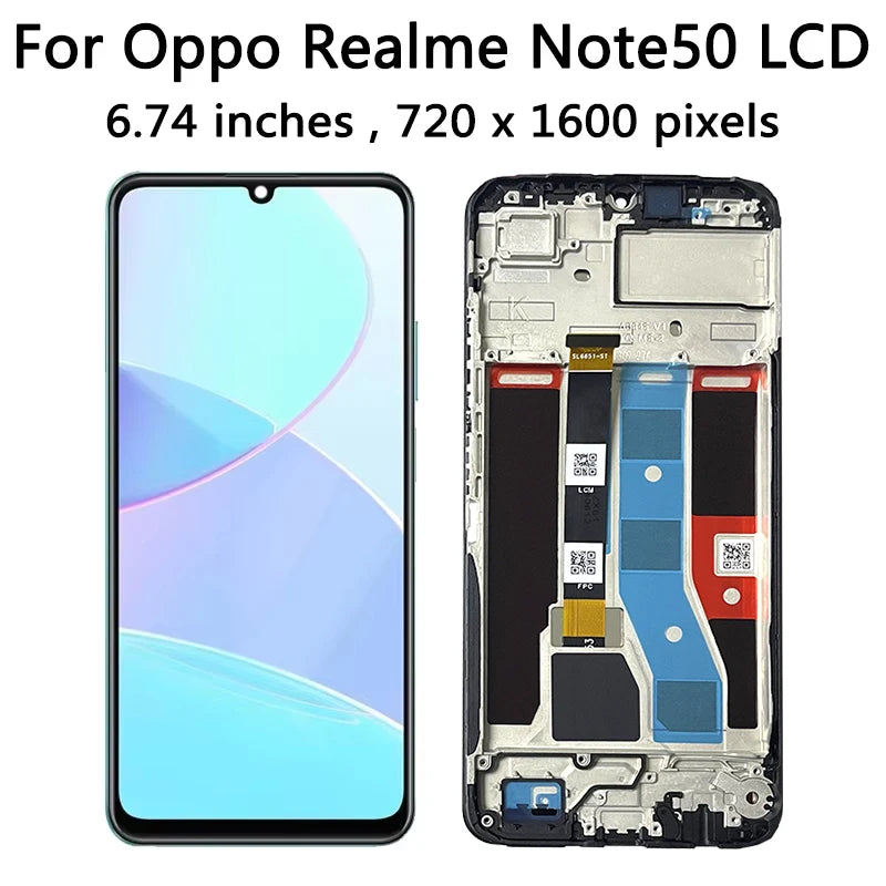 6.74"AAA Quality For Oppo Realme Note 50 LCD Display Touch Screen Assembly Digitizer For Realme Note50 RMX3834 Display Oppo phone repair parts Realme phone repair parts