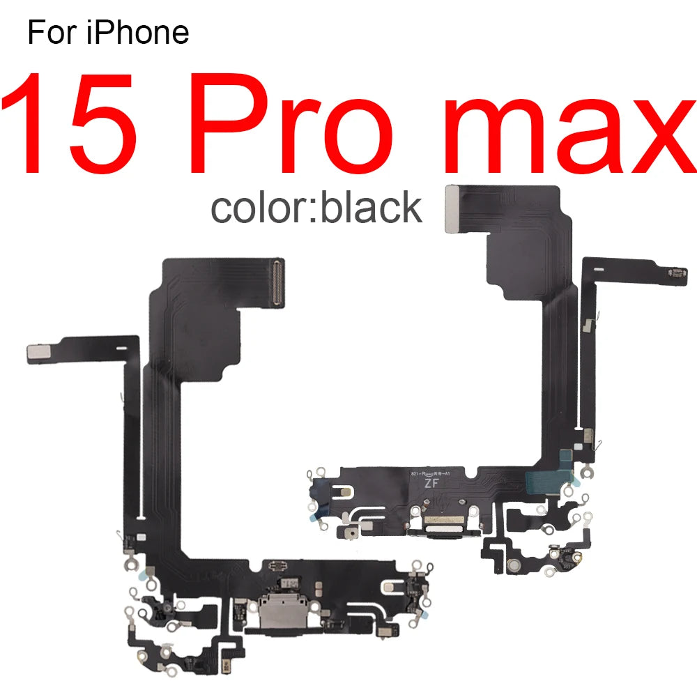 1Pcs Charging Port Flex Cable for iPhone 15 Pro Max 13 14 Plus 12 mini USB Charger Dock Connector With Microphone Ribbon Repair iPhone phone repair parts