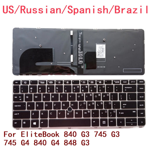 New US Russian Spanish Brazil Laptop Backlit Keyboard For HP EliteBook 840 G3 745 G3 745 G4 840 G4 848 G3  HP laptop repair parts