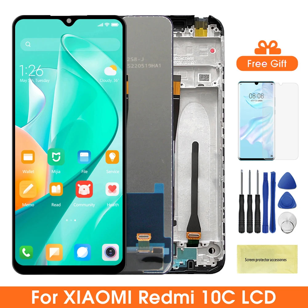 6.71" for Xiaomi Redmi 10C Lcd Display Touch Screen Digitizer Replacement for Redmi 10C 220333QAG 220333QBI With Frame Screen Xiaomi phone repair parts