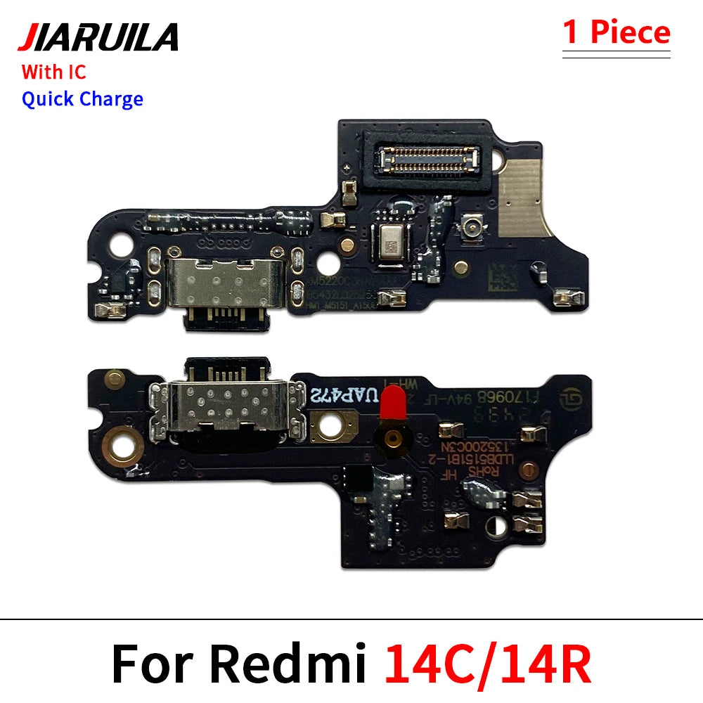 USB Charging Port Board Flex Cable Connector For Xiaomi Redmi Note 14 Pro Plus 4G 5G / Redmi 14C 14R Microphone Module Xiaomi  Xiao mi phone repair parts