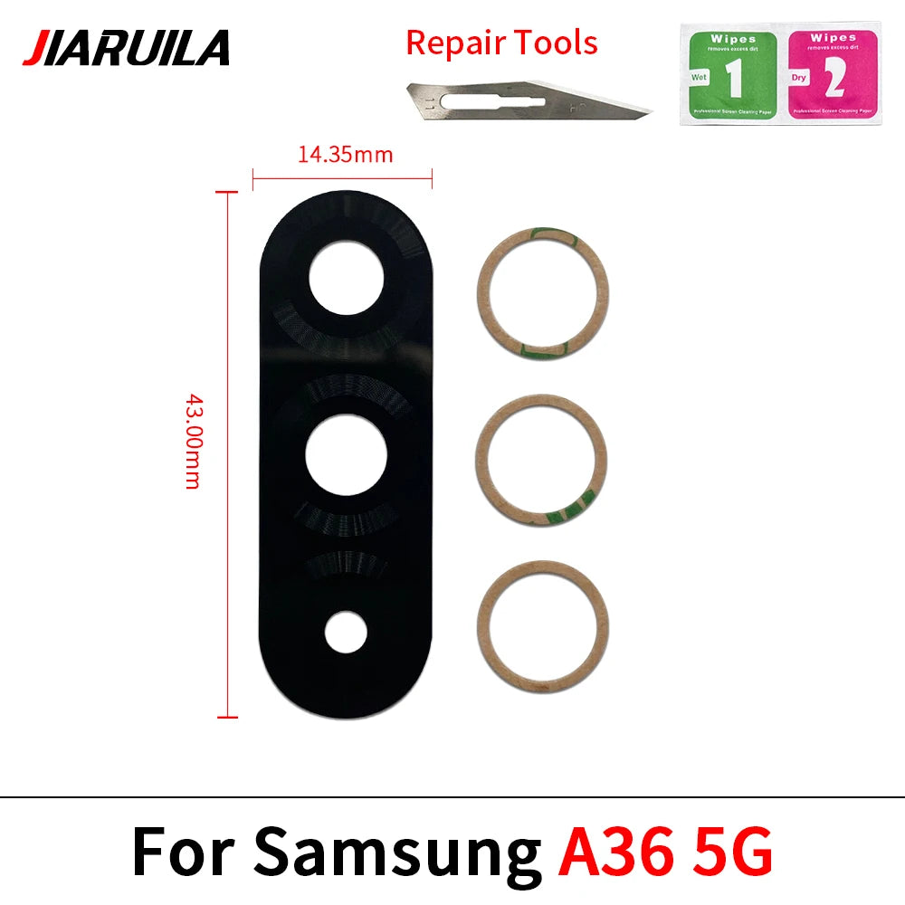 10Pcs/Lot , Camera Glass Lens Back Rear Camera Glass Lens For Samsung A06 A16 A26 A36 A56 4G 5G With Adhesive Sticker Samsung phone repair parts